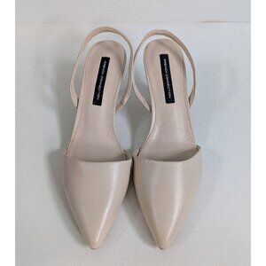 French Connection Nude Pointed-Toe Slingback Heels